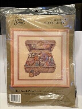 Vintage Candamar Shell Trunk Picture Counted Cross Stitch Kit #50533 NOS